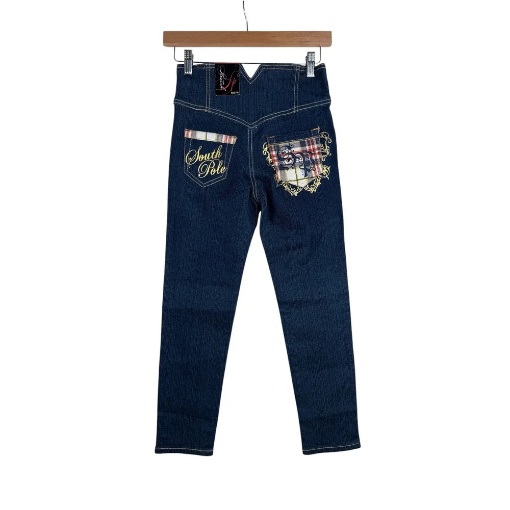 NWT South Pole High Waisted Corset Jeans size 10 Dark Blue Denim